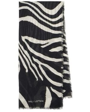Nili Lotan Zebra-Print Scarf - White