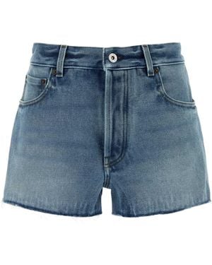 Miu Miu Raw-Hem Denim Shorts - Blue