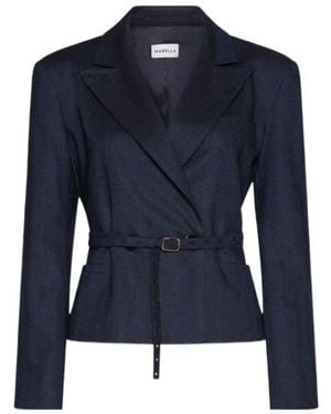 Marella Short Belted Jacket - Blue