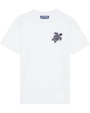 Vilebrequin Crew-Neck Turtle-Embroidered T-Shirt - White