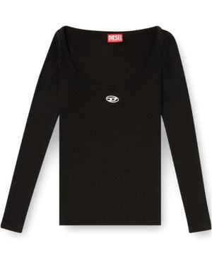 DIESEL Oval-D Long Sleeved Ribbed Top - Black