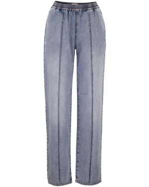 Fabiana Filippi Elastic-Waist Denim Trousers - Blue