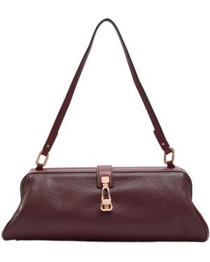Gabriela Hearst Paola Grained Leather Clutch - Purple