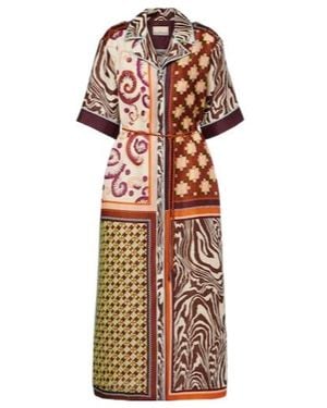 ALÉMAIS Wilson Printed Linen And Silk Shirt Dress - Multicolour