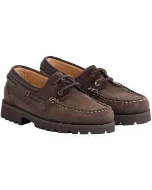 Brunello Cucinelli Suede And Burnished Calfskin Boat Shoes - Brown
