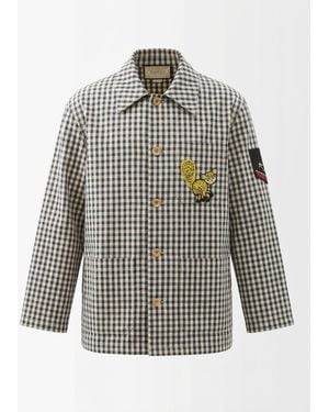 Gucci Gingham Patch-Detail Jacket - Grey