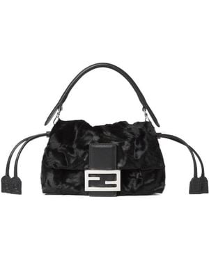 Fendi Baguette Soft Small Pony-Effect Leather Mini-Bag - Black
