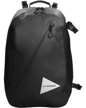 and wander Logo Printed Zipped Waterproof Backpack - Black
