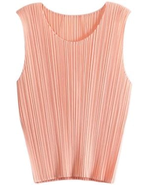 Pleats Please Issey Miyake Monthly Colours July Pleated Sleeveless Top - Pink