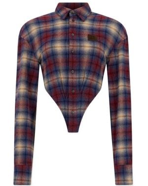 DSquared² Check-Pattern Asymmetrical Shirt - Blue