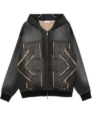 Off-White c/o Virgil Abloh Arrows-Patchwork Zip-Up Hoodie - Black