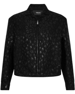Versace Leopard Print Casual Jacket - Black