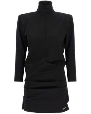 The Attico The Structured Shoulder Mini Dress - Black
