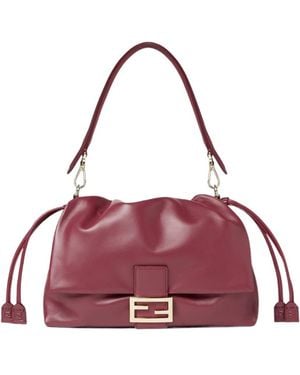 Fendi Baguette Soft Large Dark Nappa Leather Bag - Purple
