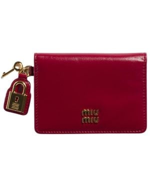 Miu Miu Leather Card Holder - Red