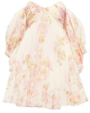 Giambattista Valli Off-Shoulder Floral Silk Minidress - Natural