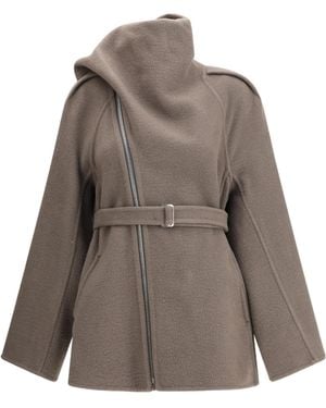 Rick Owens Long Sleeve Belted Jacket - Gray
