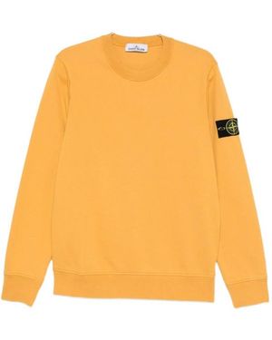 Stone Island Logo Patch Crewneck Sweatshirt - Orange