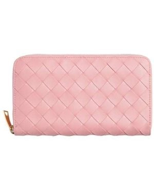 Bottega Veneta Intrecciato Zip Around Wallet - Pink