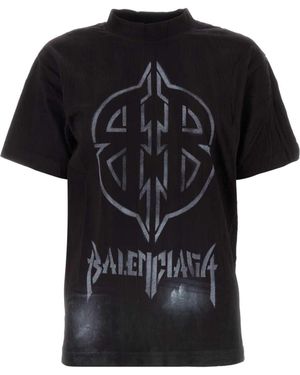 Balenciaga Bb Logo Printed Crewneck T-Shirt - Black