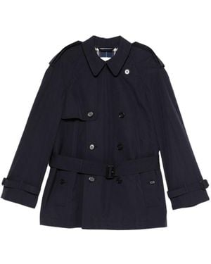 Burberry Button Belted Coat - Blue