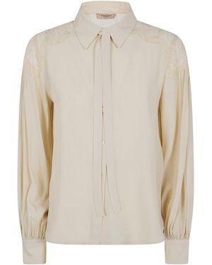Twinset Long-Sleeved Tie-Fastened Shirt - Natural