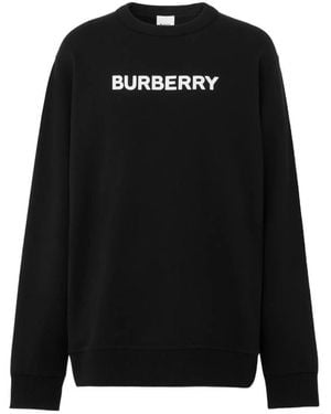 Burberry Logo Printed Crewneck Sweatshirt - Black