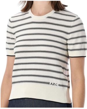 A.P.C. Striped Ribbed Top - Brown