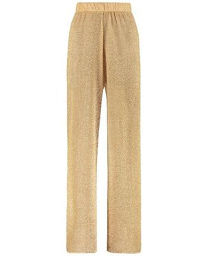 Oséree Lumière Metallic Wide Leg Trousers - Natural