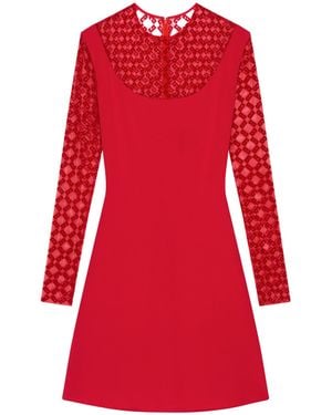 Givenchy Monogrammed Sheer Panelled Dress - Red
