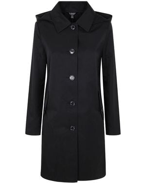 Ralph Lauren Lauren Single Breasted Hooded Coat - Black