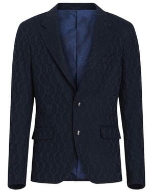 Etro Single-Breasted Logo Detailed Blazer - Blue