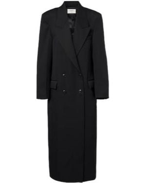 Rohe Double-Breasted Virgin Wool Coat - Black