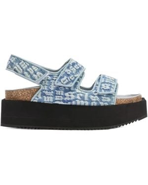 Palm Angels Birk Platform Sandals - Blue