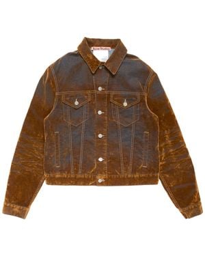 Acne Studios Flocked Denim Jacket - Brown