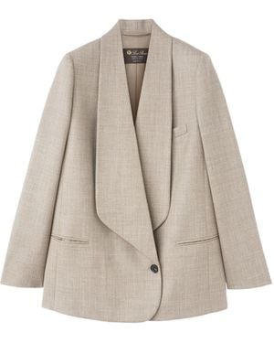 Loro Piana Long-Sleeved Suit Coat With Pockets - Natural
