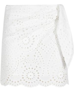 MC2 Saint Barth Floral Embroidered Mini Skirt - White