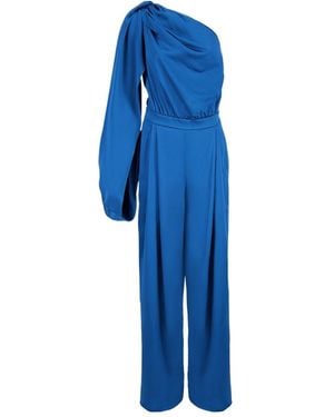 Stella McCartney One Shoulder Satin Jumpsuit - Blue
