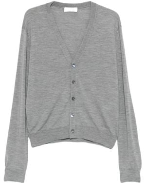 Lanvin V-Neck Long-Sleeve Knit Top - Gray