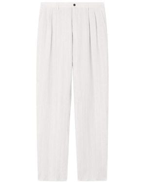 Giorgio Armani Pleat Detailed Striped Trousers - White