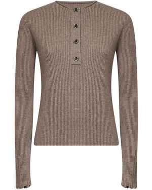 Uma Wang Button-Detail Ribbed Sweater - Brown