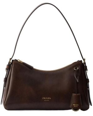 Prada Aimée Medium Leather Shoulder Bag - Brown