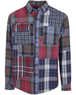 Polo Ralph Lauren Acne Studios Classic Fit Patchwork Plaid Oxford Shirt - Blue