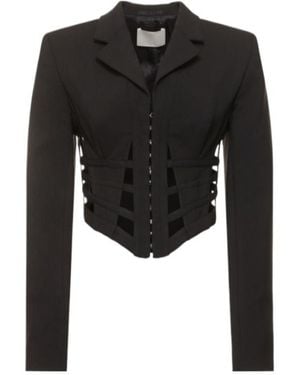 Dion Lee Wool Blend Corset Cut Out Blazer - Black