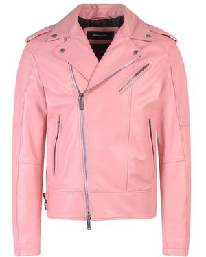 DSquared² Leather Biker Jacket - Pink