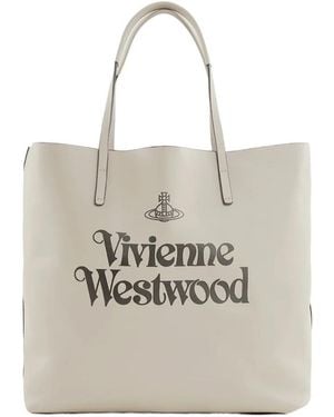 Vivienne Westwood Studio Logo-Printed Top Handle Bag - White
