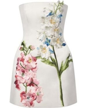 Leo Floral-Appliqué Bustier Dress - White