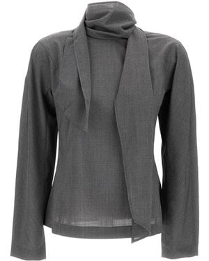 Jacquemus The Chale Long Sleeved Blouse - Gray