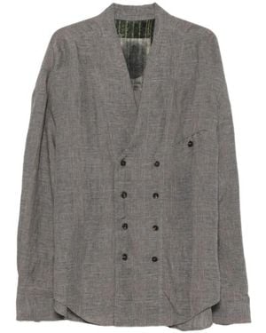 Ziggy Chen Prince Of Wales Double-Breasted Jacket - Grey