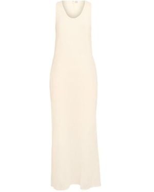 TOTEME Crinkled Cotton Blend Scoop Long Dress - White